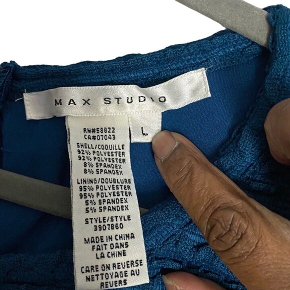 Max Studio Women's Teal Patterned A-Line Sleeveless Dress - Picture 4 of 7